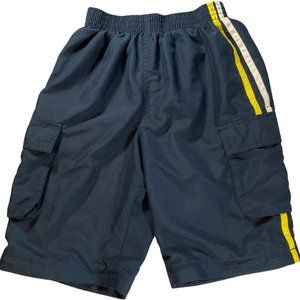 Size: XL (10-12) - Navy Athletic Cargo Short w/ Yellow/White Stripe Detail